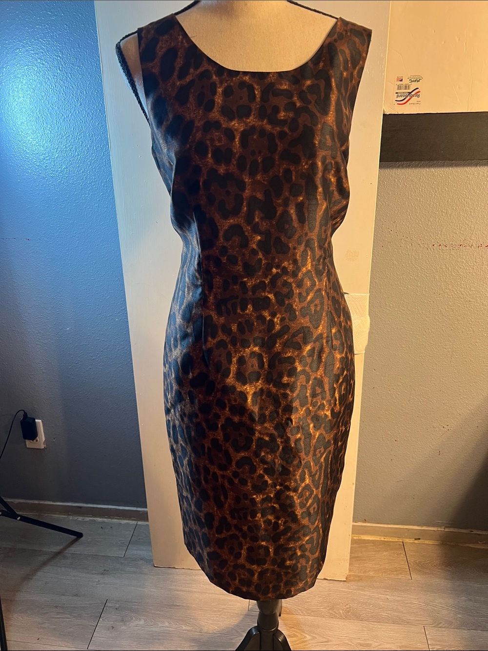 Kasper Brown and Black Leopard-Print Sheath Dress
